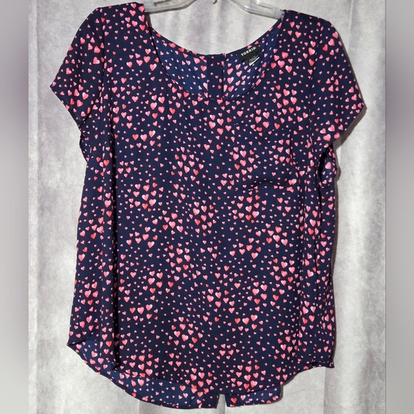 torrid Tops - Torrid Cute Heart Print Top Navy Blue Pink Valentines Womens Size L Career Flowy